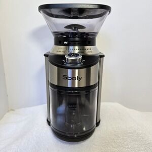 Sboly Automatic Conical Burr Coffee Grinder SYCG-801 - Silver - Pre-Owned Black
